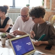 Team having a meeting in the workplace